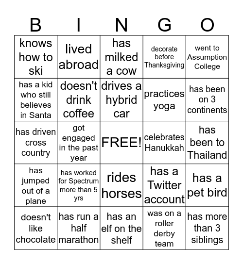 Spectrum Bingo!!!  Bingo Card