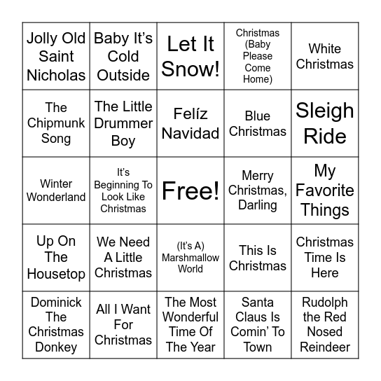 Christmas Bingo Card