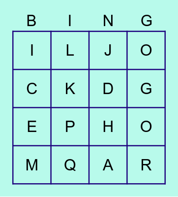 Alphabet Bingo Card