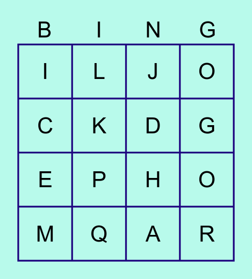 Alphabet Bingo Card
