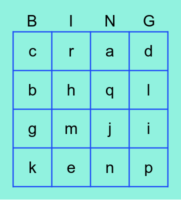 Alphabet Bingo Card