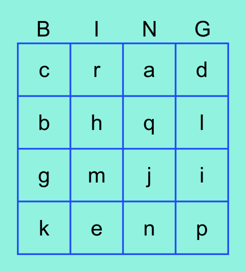 Alphabet Bingo Card