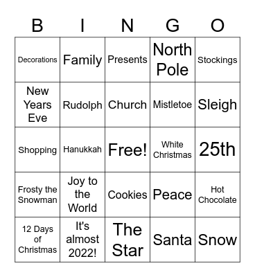 Happy Holidays! Bingo Card