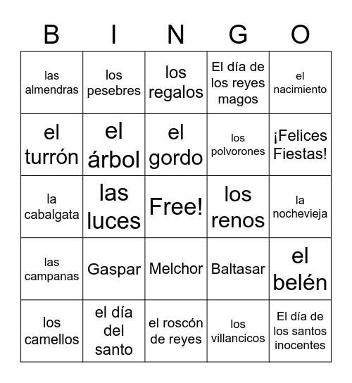 La Navidad Bingo Card