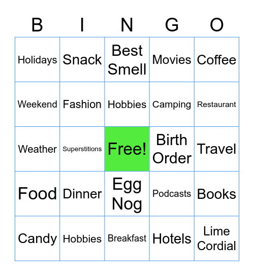 Cordial Friday Bingo Card