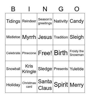RAAK Bingo Game 1 Bingo Card