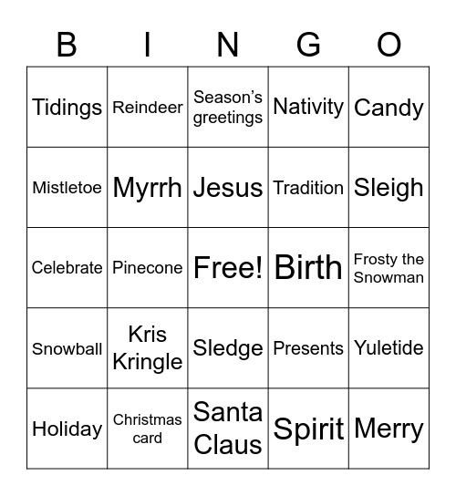 RAAK Bingo Game 1 Bingo Card