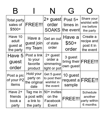 Hostess Bingo Card