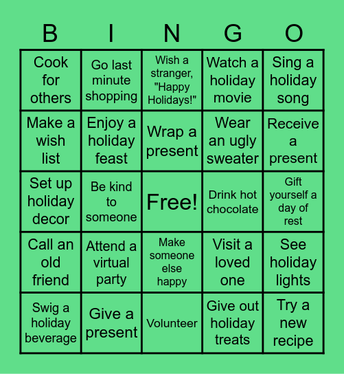 Holiday Season Bingo Card