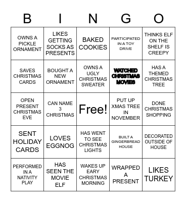 Christmas Bingo Card