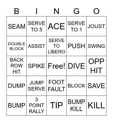 CAPITALS VOLLEYBALL Bingo Card