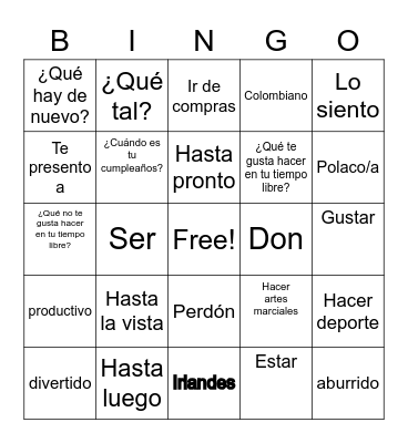 Daniel Bingo Card