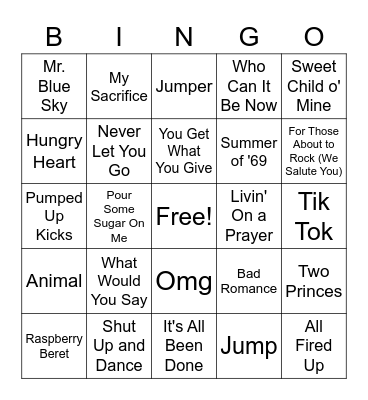 Venue Bingo Card