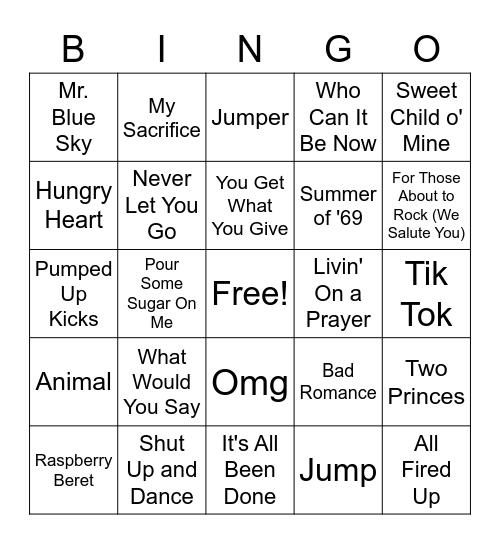 Venue Bingo Card