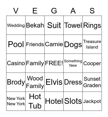Camie and Bekah's Chantastic Wedding Shower!!! Bingo Card