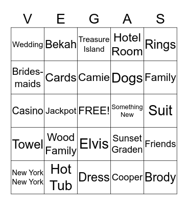 Camie and Bekah's Chantastic Wedding Shower!!! Bingo Card