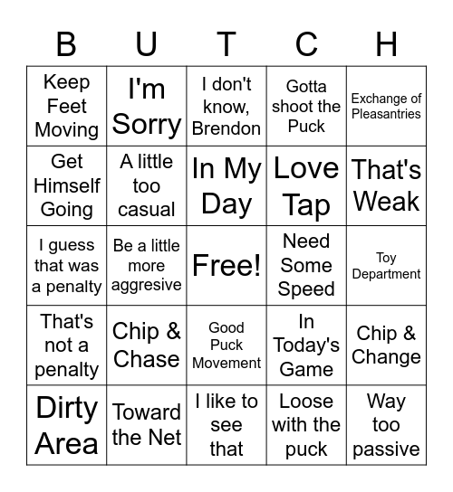 BUTCHIE BINGO Card