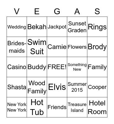Camie and Bekah's Chantastic Wedding Shower!!! Bingo Card