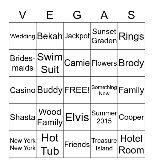 Camie and Bekah's Chantastic Wedding Shower!!! Bingo Card