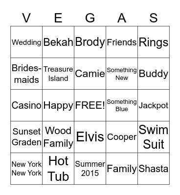 Camie and Bekah's Chantastic Wedding Shower!!! Bingo Card