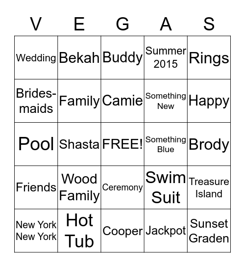 Camie and Bekah's Chantastic Wedding Shower!!! Bingo Card