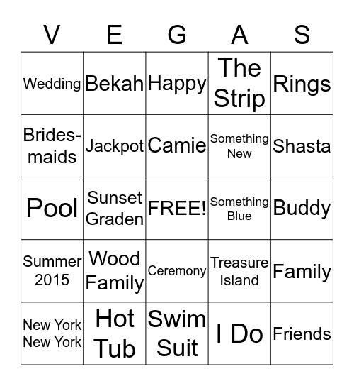 Camie and Bekah's Chantastic Wedding Shower!!! Bingo Card