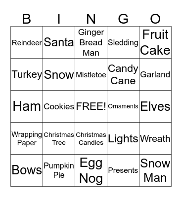 Christmas Bingo Card