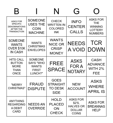 TELLER BINGO Card