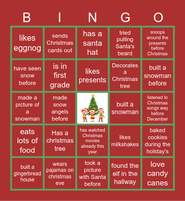 Virtual Holiday Bingo Card