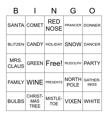 HAPPY HOLIDAYS Bingo Card