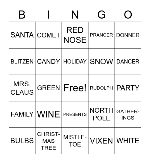 HAPPY HOLIDAYS Bingo Card