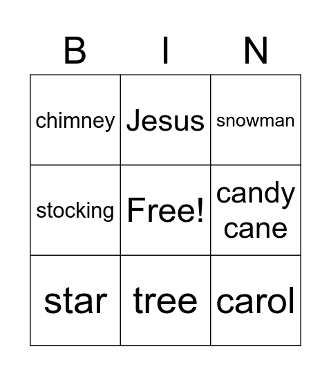 Christmas Bingo Card