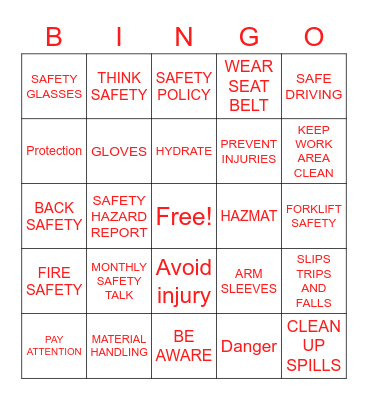 Safety Bingo 11.22.2021 Bingo Card