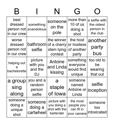 Birthday video/picture bingo Card