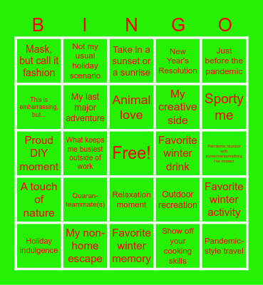 FB Creators Holiday Bingo! Bingo Card