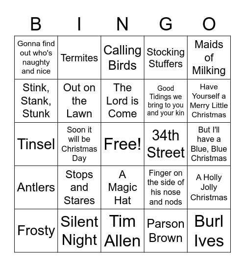 CHRISTMAS BINGO Card