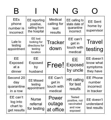 Call Center Bingo Card