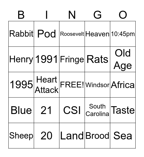 Trivia Bingo Card