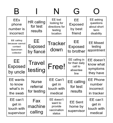 Call Center Bingo Card