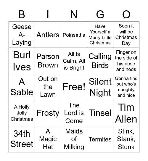 CHRISTMAS BINGO Card