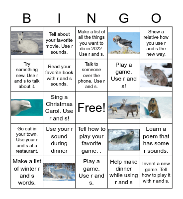 R and S Carryover Bingo Card