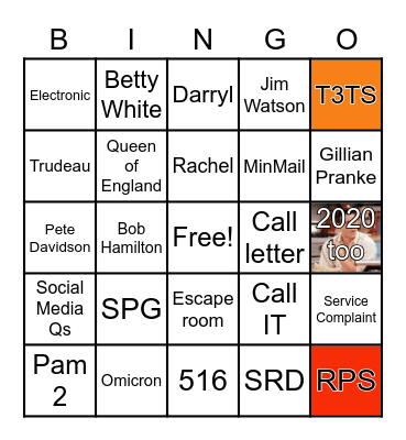 Processing Division Bingo Card