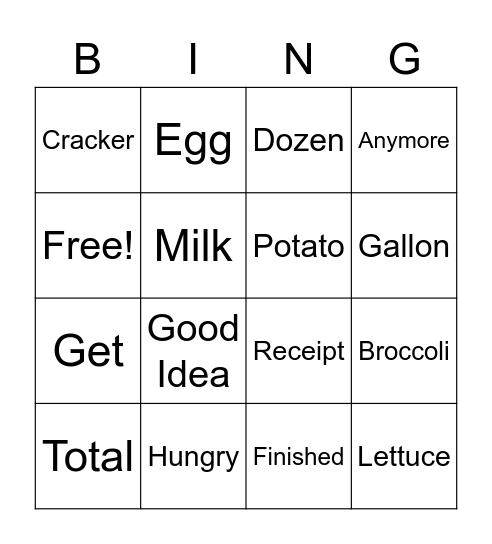 Vocabulary Week 11 Bingo Card