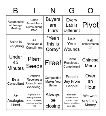 Friday Morning Club Bingo Card
