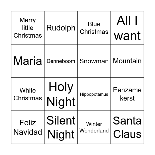 KERST BINGO Card