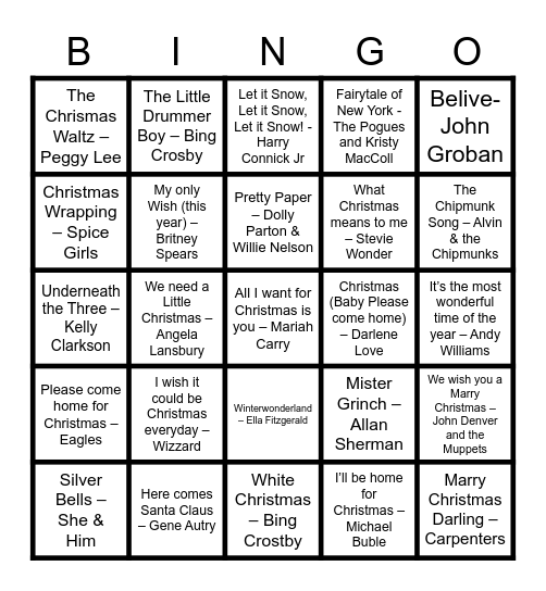 Christmas Disco Bingo Card