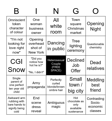 Hallmark Christmas Movie Bingo Card