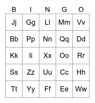 Alphabet Bingo Card