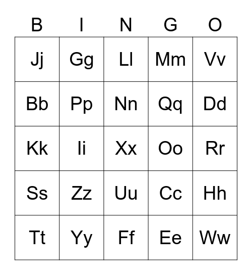 Alphabet Bingo Card