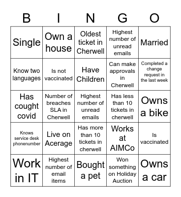 Work Bingo - SDS Bingo Card